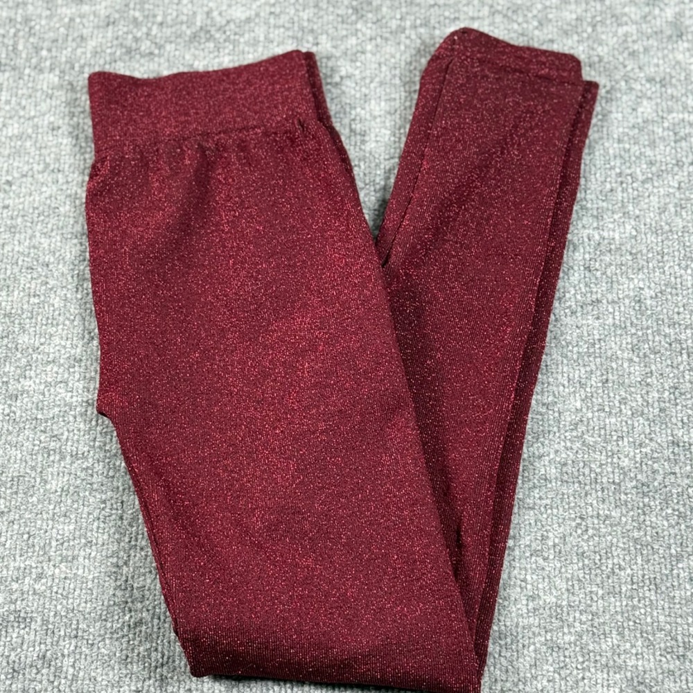 Eye Candy Red Metallic Sparkle Leggings Pants 1X 2X Christmas Festive Stretchy